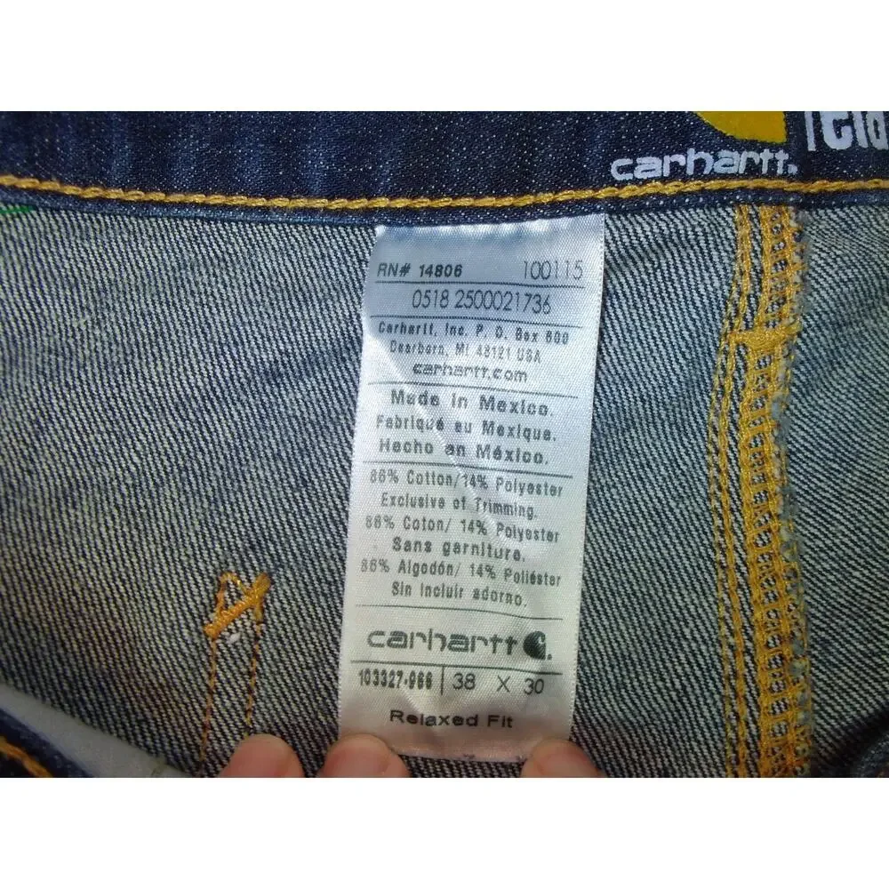 Carhartt Jeans‎ Mens 38x30 Blue Relaxed Fit Workwear Carpenter Utility Pockets